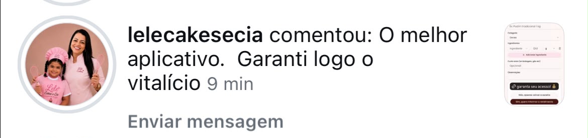 Depoimento real 3 — cliente Doce Lucro
